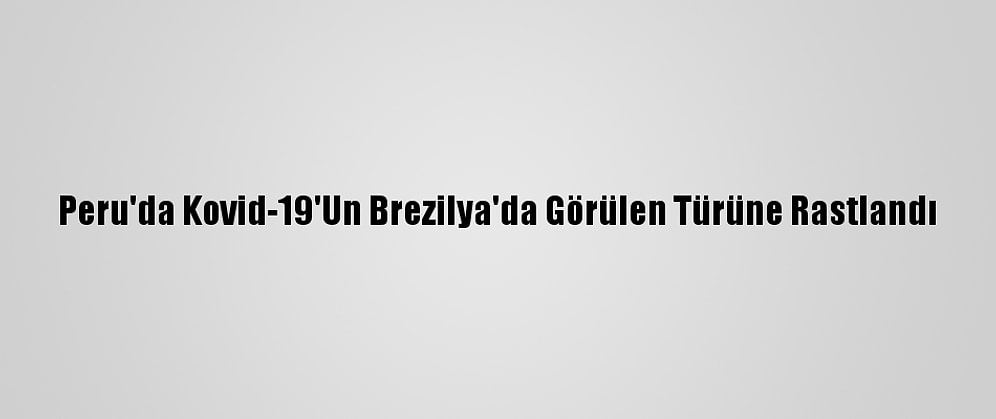Peru'da Kovid-19'Un Brezilya'da Görülen Türüne Rastlandı