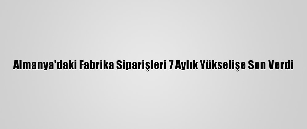 Almanya'daki Fabrika Siparişleri 7 Aylık Yükselişe Son Verdi