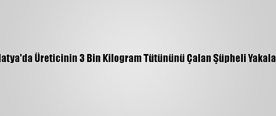 Malatya'da Üreticinin 3 Bin Kilogram Tütününü Çalan Şüpheli Yakalandı