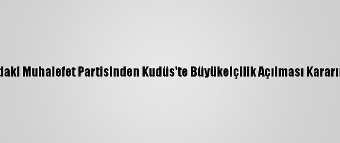 Kosova'daki Muhalefet Partisinden Kudüs'te Büyükelçilik Açılması Kararına Tepki