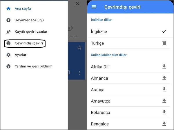 5. 'Çevrimdışı çeviri' özelliği ile internet olmadığında da Google Translate'i kullanabilirsiniz.