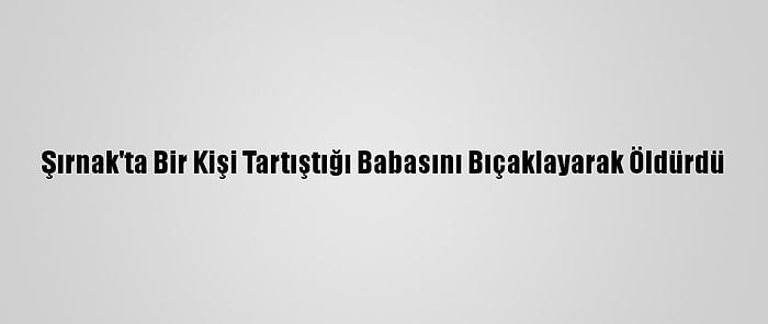 Şırnak'ta Bir Kişi Tartıştığı Babasını Bıçaklayarak Öldürdü