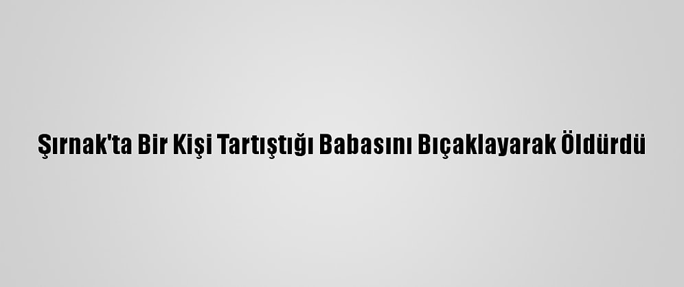 Şırnak'ta Bir Kişi Tartıştığı Babasını Bıçaklayarak Öldürdü