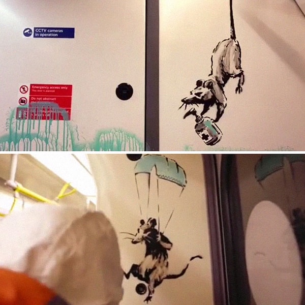 Ранее Бэнкси нарисовал крыс в лондонском метро, на тему COVID.