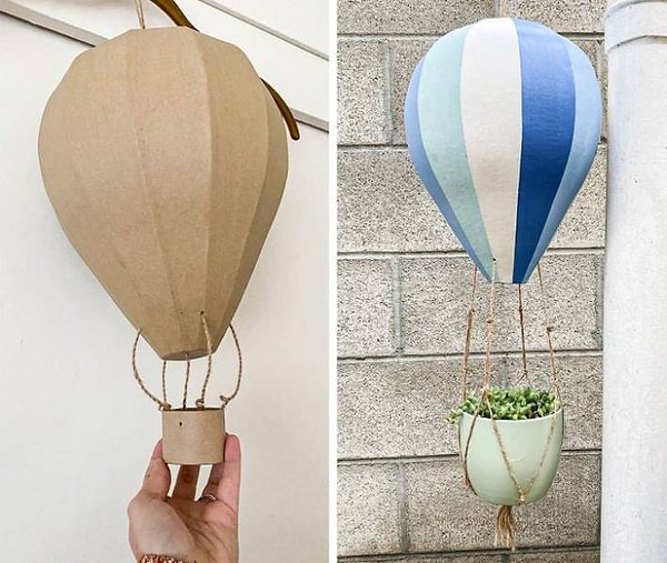 4. "Я сделал воздушный шар из папье-маше и превратил его вот в такое симпатичное кашпо".