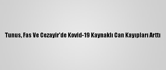 Tunus, Fas Ve Cezayir'de Kovid-19 Kaynaklı Can Kayıpları Arttı