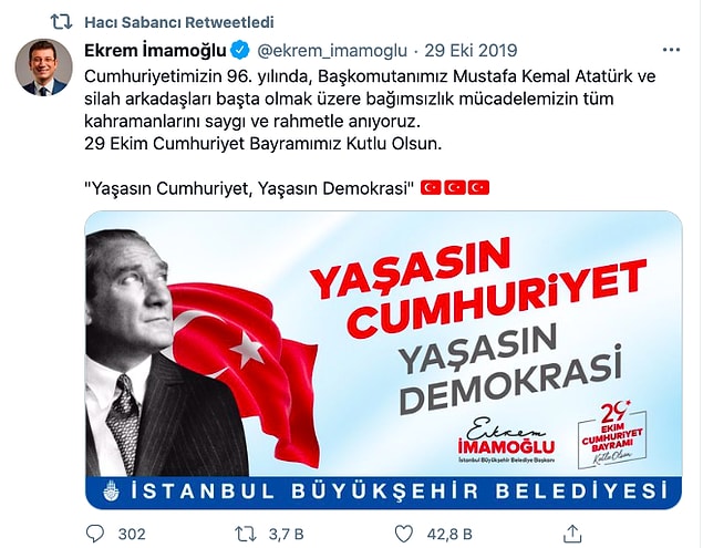 Her resmi bayramda çizgisini belli ediyor. RTleyeceği kişileri özenle seçiyor.
