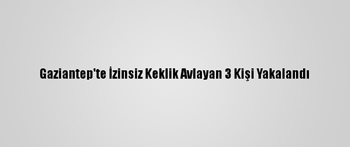 Gaziantep'te İzinsiz Keklik Avlayan 3 Kişi Yakalandı