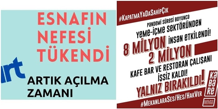 Kapatma ya da Sahip Çık! Kafe, Bar ve Restoran Çalışanları Mekanların Açılması İçin İsyan Ediyor