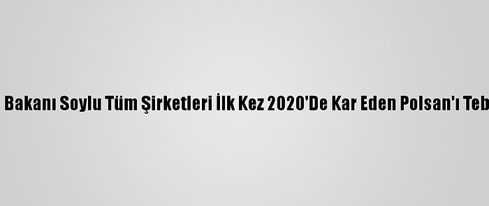 İçişleri Bakanı Soylu Tüm Şirketleri İlk Kez 2020'De Kar Eden Polsan'ı Tebrik Etti: