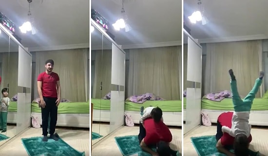 Namaz Kılan Amcasının Üstüne Çıkıp, Sırt Üstü Yere Düşen Ufaklık: 'Neye Gülüyorsun?'
