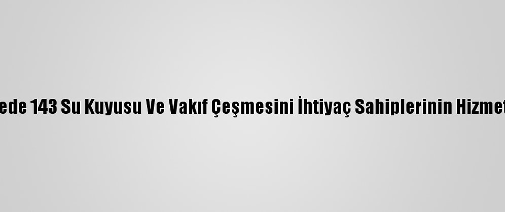 Tdv, 20 Ülkede 143 Su Kuyusu Ve Vakıf Çeşmesini İhtiyaç Sahiplerinin Hizmetine Sundu
