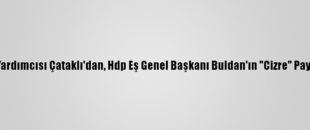 İçişleri Bakan Yardımcısı Çataklı'dan, Hdp Eş Genel Başkanı Buldan'ın "Cizre" Paylaşımına Tepki:
