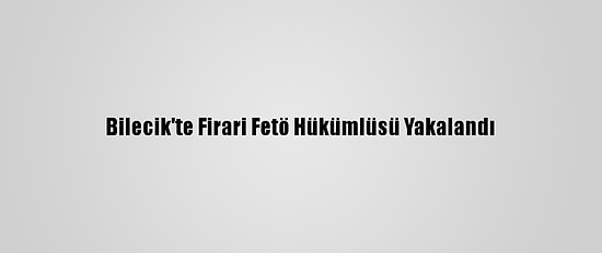 Bilecik'te Firari Fetö Hükümlüsü Yakalandı