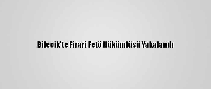 Bilecik'te Firari Fetö Hükümlüsü Yakalandı