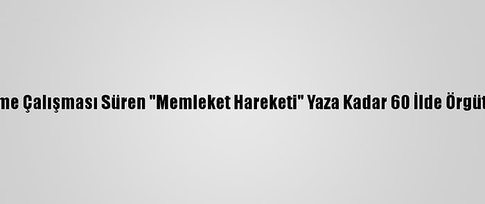 Partileşme Çalışması Süren "Memleket Hareketi" Yaza Kadar 60 İlde Örgütlenecek