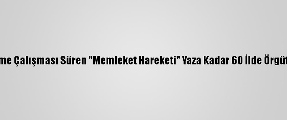 Partileşme Çalışması Süren "Memleket Hareketi" Yaza Kadar 60 İlde Örgütlenecek