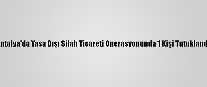 Antalya'da Yasa Dışı Silah Ticareti Operasyonunda 1 Kişi Tutuklandı