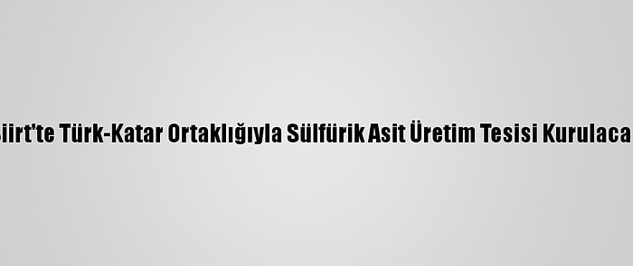 Siirt'te Türk-Katar Ortaklığıyla Sülfürik Asit Üretim Tesisi Kurulacak