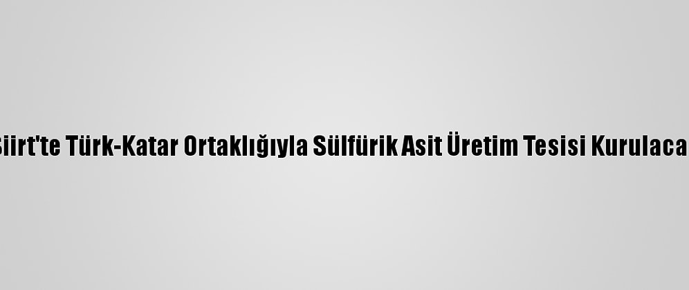 Siirt'te Türk-Katar Ortaklığıyla Sülfürik Asit Üretim Tesisi Kurulacak