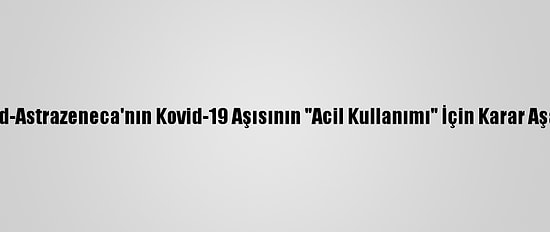 Dsö, Oxford-Astrazeneca'nın Kovid-19 Aşısının "Acil Kullanımı" İçin Karar Aşamasında