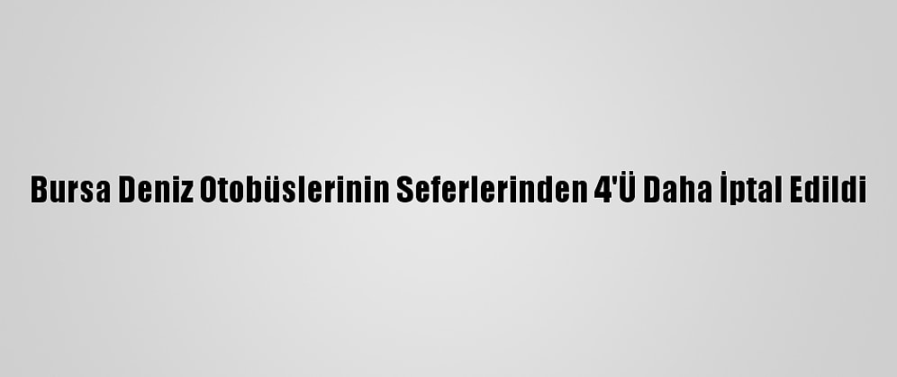 Bursa Deniz Otobüslerinin Seferlerinden 4'Ü Daha İptal Edildi