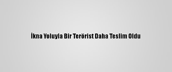 İkna Yoluyla Bir Terörist Daha Teslim Oldu