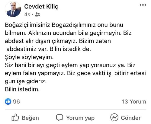 Trakya Üniversitesi İlahiyat Dekanından Boğaziçi Tehdidi: 'Biz Gece Vakti İşi Bitirir Ertesi Gün İşe Gideriz'