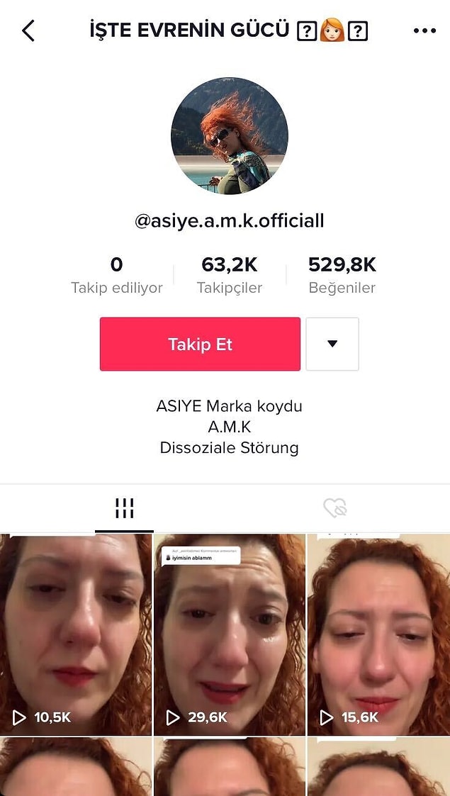 Fakat TikTok'u yakından takip eden insanların denk geldiği, tuhaf videolar çeken "asiye.a.m.k.officiall" isimli bir kullanıcı biraz bizleri afallattı.