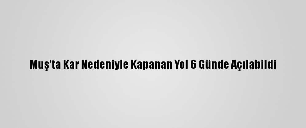 Muş'ta Kar Nedeniyle Kapanan Yol 6 Günde Açılabildi