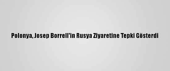 Polonya, Josep Borrell'in Rusya Ziyaretine Tepki Gösterdi