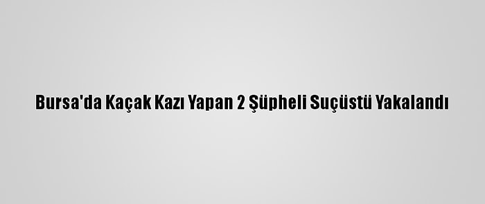 Bursa'da Kaçak Kazı Yapan 2 Şüpheli Suçüstü Yakalandı