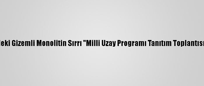 Göbeklitepe'deki Gizemli Monolitin Sırrı "Milli Uzay Programı Tanıtım Toplantısı"Nda Çözüldü