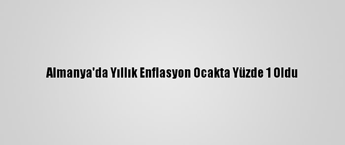 Almanya'da Yıllık Enflasyon Ocakta Yüzde 1 Oldu