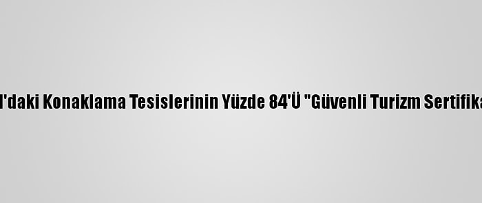 İstanbul'daki Konaklama Tesislerinin Yüzde 84'Ü "Güvenli Turizm Sertifikası" Aldı