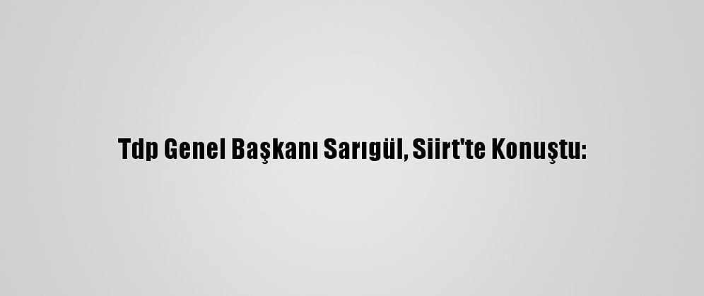 Tdp Genel Başkanı Sarıgül, Siirt'te Konuştu: