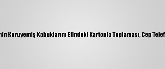 Temizlik Görevlisinin Kuruyemiş Kabuklarını Elindeki Kartonla Toplaması, Cep Telefonuyla Kaydedildi