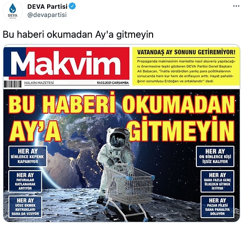 Deva Partisi'nden 'Takvim' Göndermeli Bildiri: Bu Haberi Okumadan Ay'a Gitmeyin