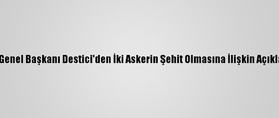 Bbp Genel Başkanı Destici'den İki Askerin Şehit Olmasına İlişkin Açıklama: