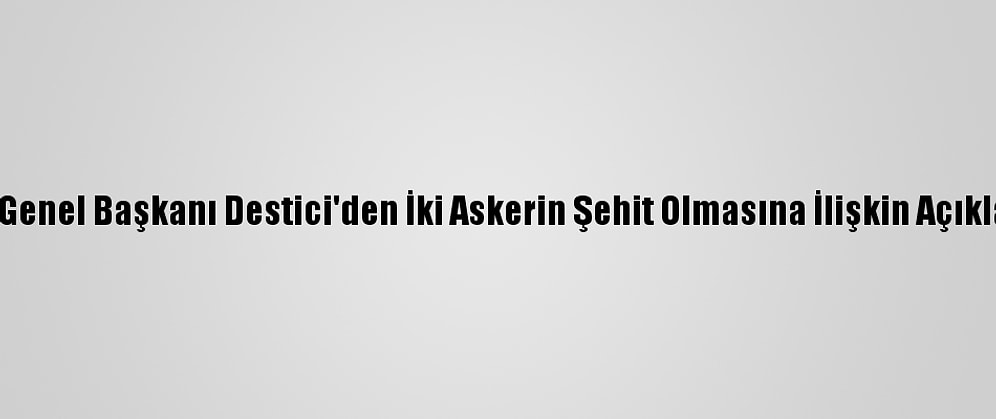 Bbp Genel Başkanı Destici'den İki Askerin Şehit Olmasına İlişkin Açıklama: