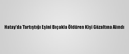 Hatay'da Tartıştığı Eşini Bıçakla Öldüren Kişi Gözaltına Alındı