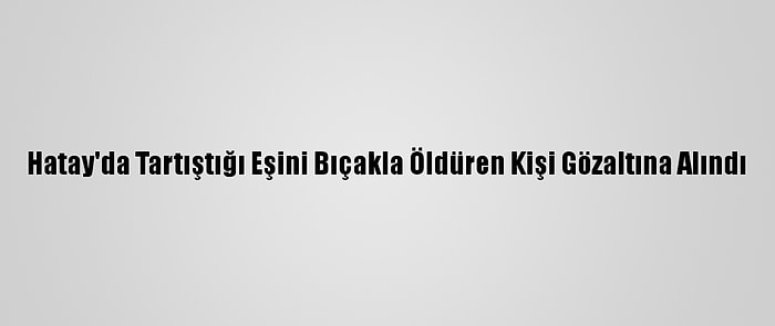 Hatay'da Tartıştığı Eşini Bıçakla Öldüren Kişi Gözaltına Alındı