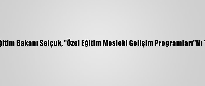 Milli Eğitim Bakanı Selçuk, "Özel Eğitim Mesleki Gelişim Programları"Nı Tanıttı: