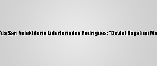 Fransa'da Sarı Yeleklilerin Liderlerinden Rodrigues: "Devlet Hayatımı Mahvetti"