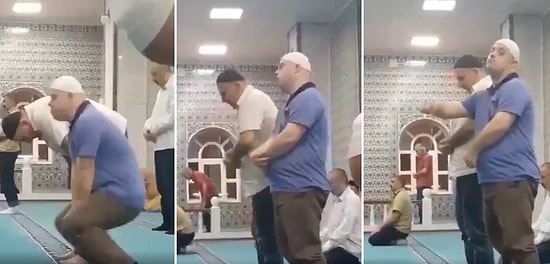 Camide Namaz Kılarken Kendisini Kameraya Çeken Kişiye El Hareketi Çekerek Cevabını Veren Down Sendromlu Genç