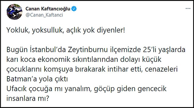 Kaftancıoğlu: "Yoksulluk, açlık yok diyenler!"