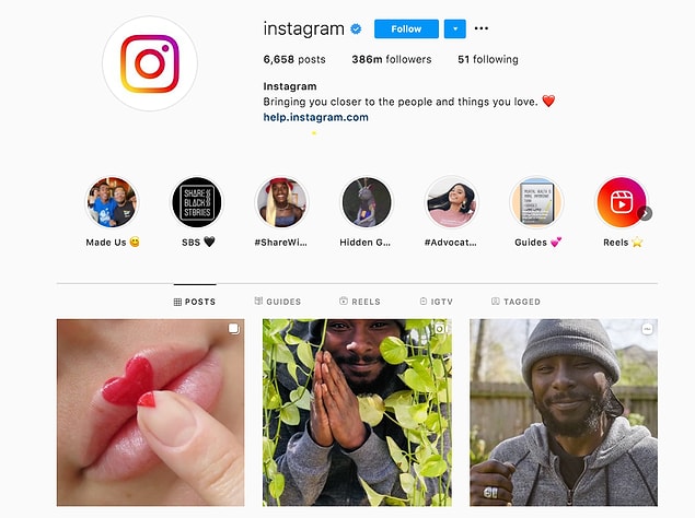 1. Instagram / 386 milyon takipçi