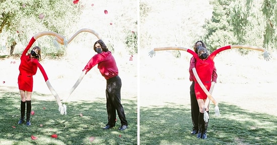 Пара сделала фотосессию на День святого Валентина с креативным и забавным сценарием