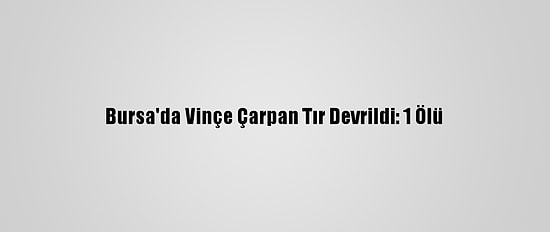 Bursa'da Vinçe Çarpan Tır Devrildi: 1 Ölü