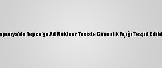 Japonya'da Tepco'ya Ait Nükleer Tesiste Güvenlik Açığı Tespit Edildi